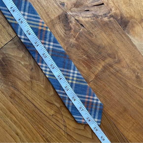 J. Crew Factory 100% Cotton Blue and Yellow Plaid Neck Tie 2.5” X 59” - Picture 7 of 8